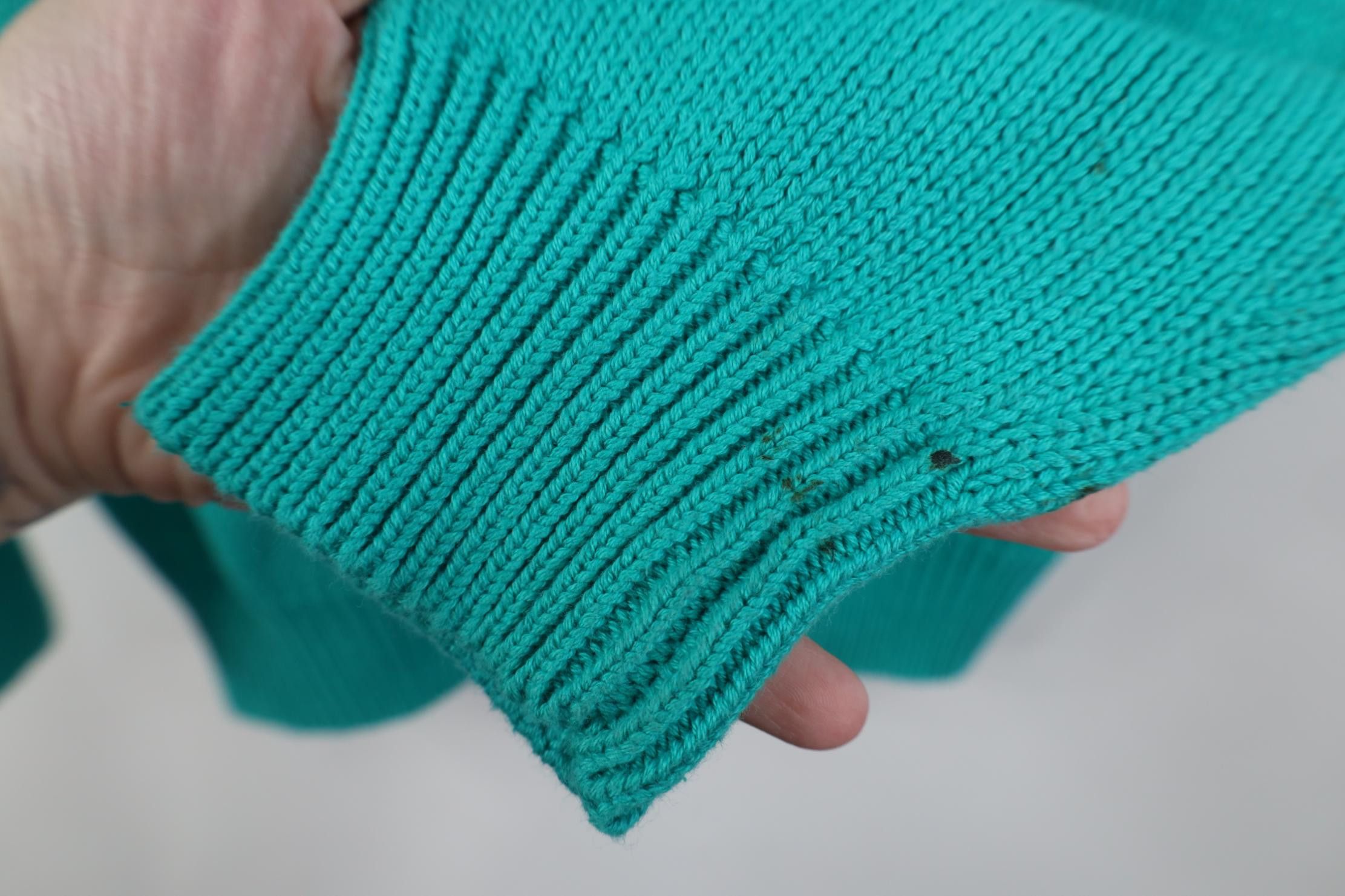 Vintage Vintage 90s Streetwear Cotton Knit Crewneck Sweater Teal Size S / US 4 / IT 40 - 4 Thumbnail