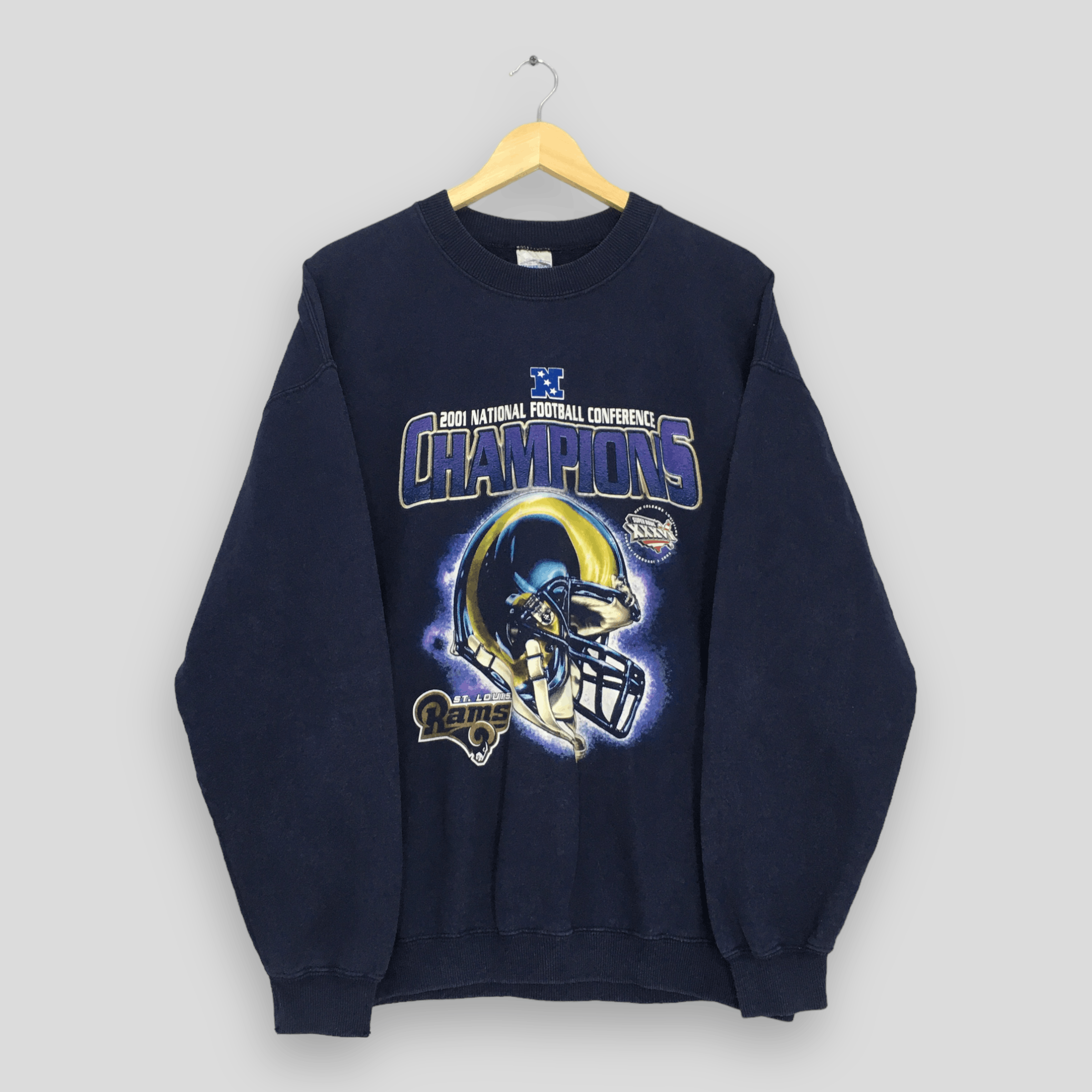 NFL × Vintage Vintage Y2K St Louis Rams Nfl Boxy Sweatshirt Large Size US L / EU 52-54 / 3 - 1 Thumbnail