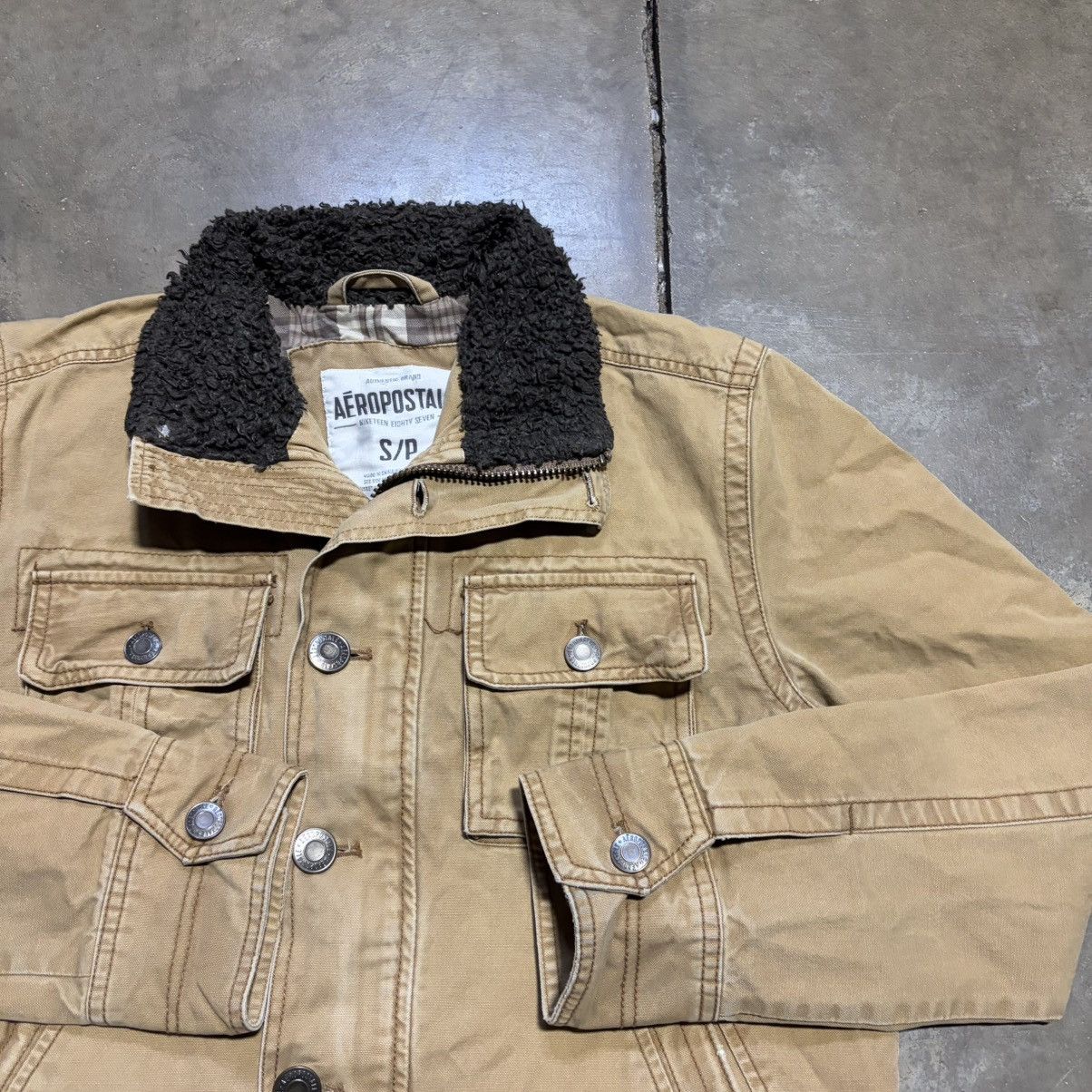 Aeropostale Vintage Aeropostale Canvas Jacket Sherpa Plaid Lined WolfJaw Size US S / EU 44-46 / 1 - 7 Thumbnail