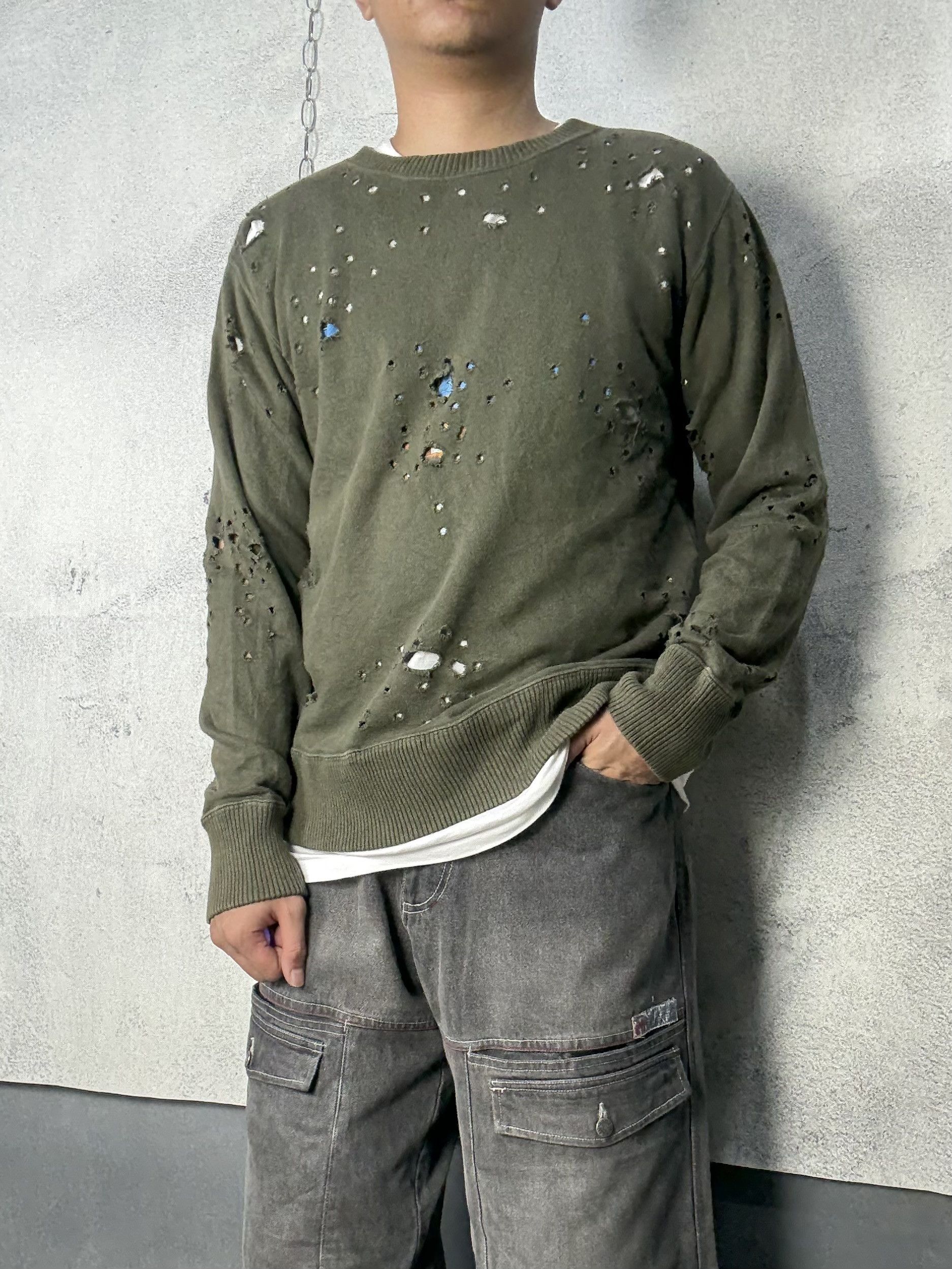 Japanese Brand Burden Distressed Destroyed Grunge Sweatshirt Crewneck Size US M / EU 48-50 / 2 - 2 Thumbnail