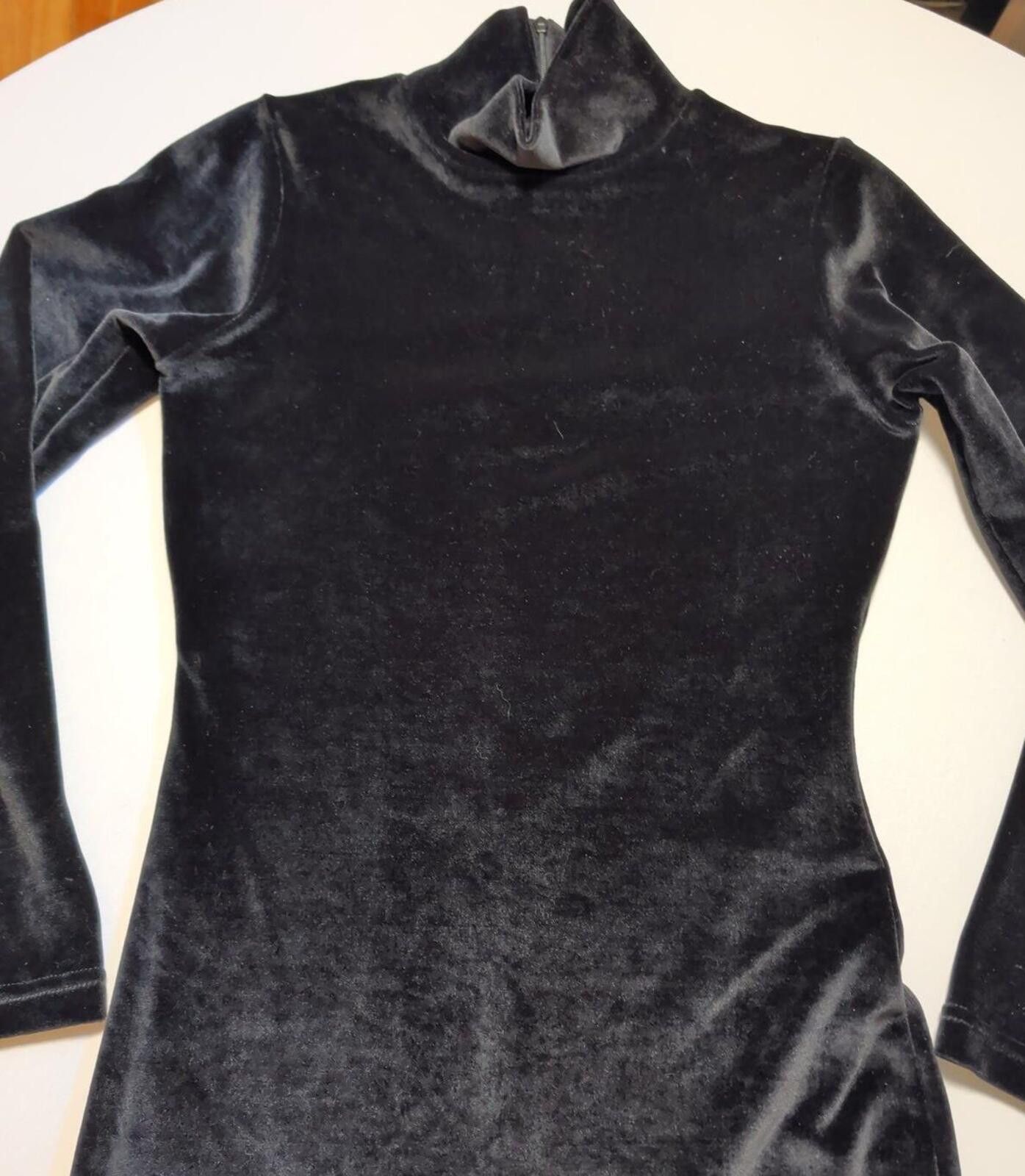 Other Vintage Moda International Black Velvet Stretch Catsuit Sz.M Size 32" / US 10 / IT 46 - 4 Thumbnail