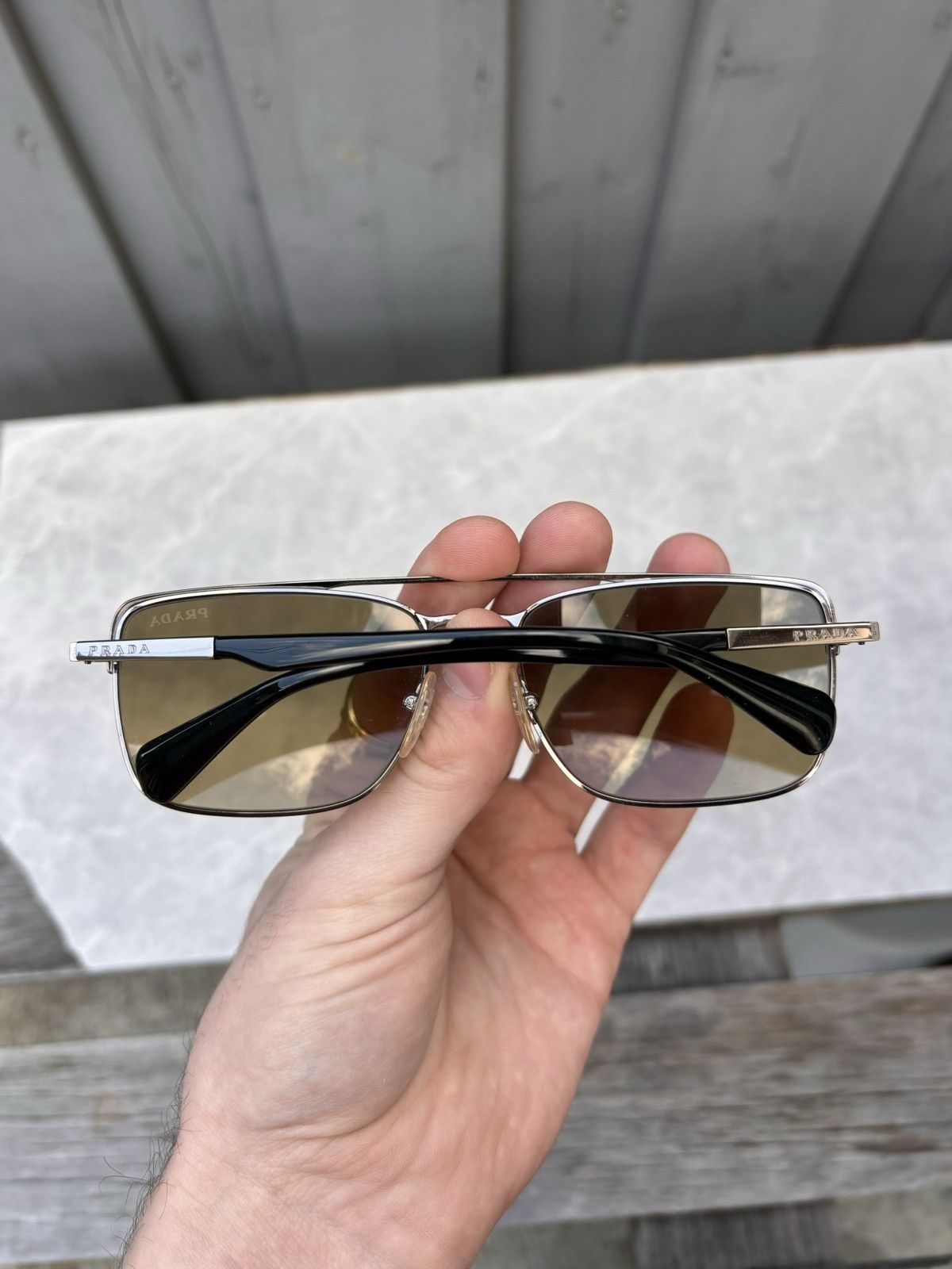 Designer × Prada Prada Sunglasses SPR 50Q Metal Chrome Aviator Wayfarer Bar Size ONE SIZE - 3 Thumbnail