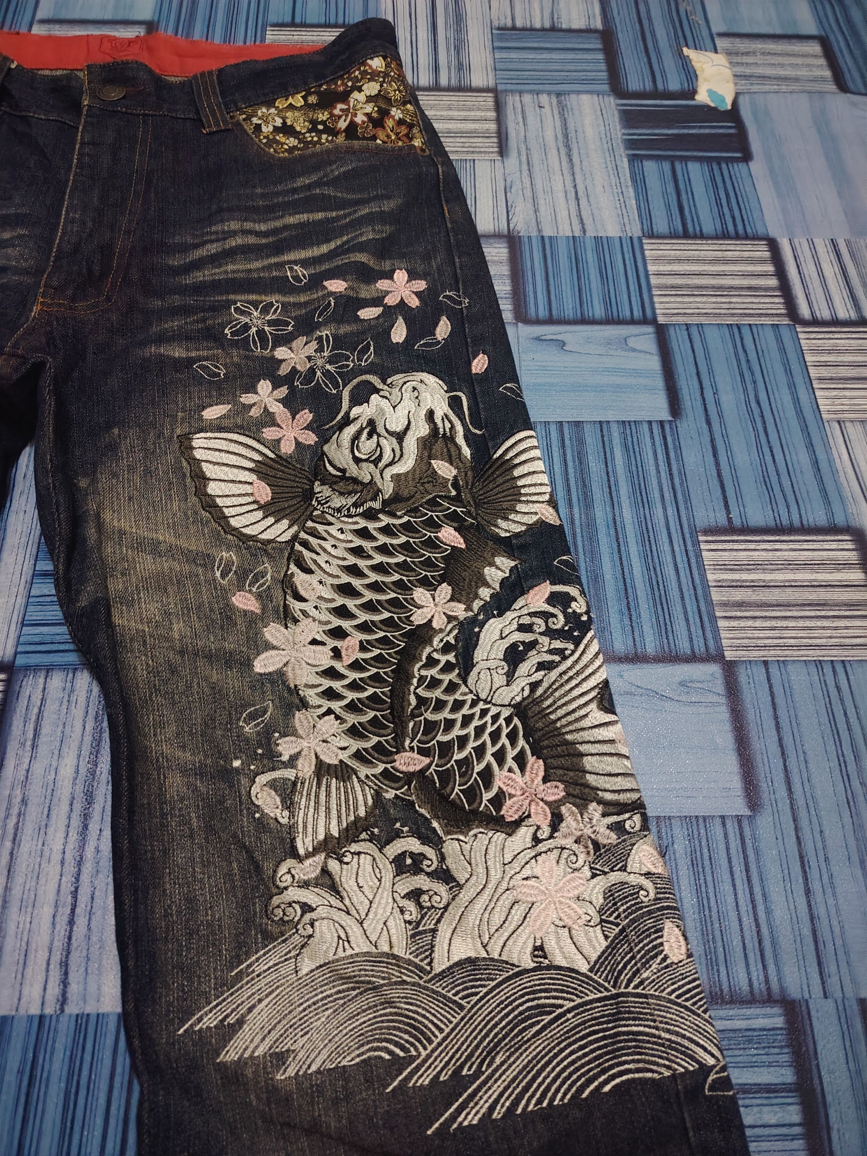 Karakuri Tamashii The Japanese Tradition Karakuri Style Embroidered Jeans Size US 32 / EU 48 - 4 Thumbnail