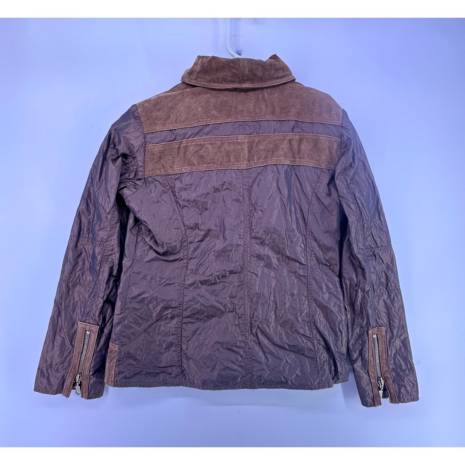 & Other Stories Vintage Chicos Brown Leather Suede Trim Nylon Jacket Size 0 Size XS / US 0-2 / IT 36-38 - 10 Thumbnail