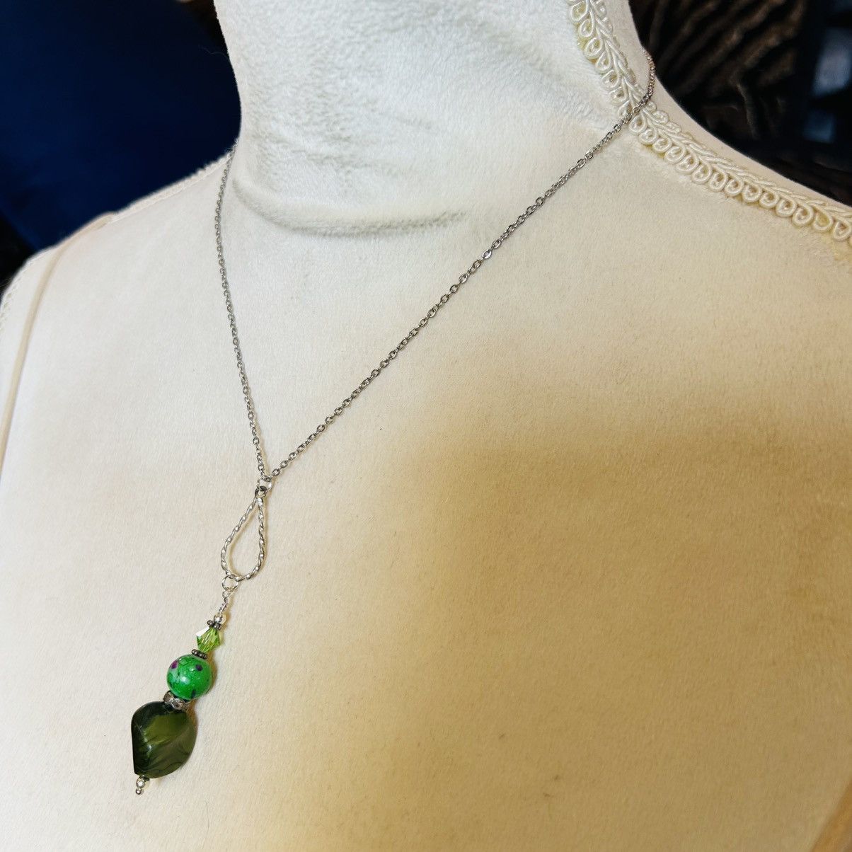 Handmade Handcrafted vintage bead drop pendant on chain necklace Size ONE SIZE - 3 Thumbnail
