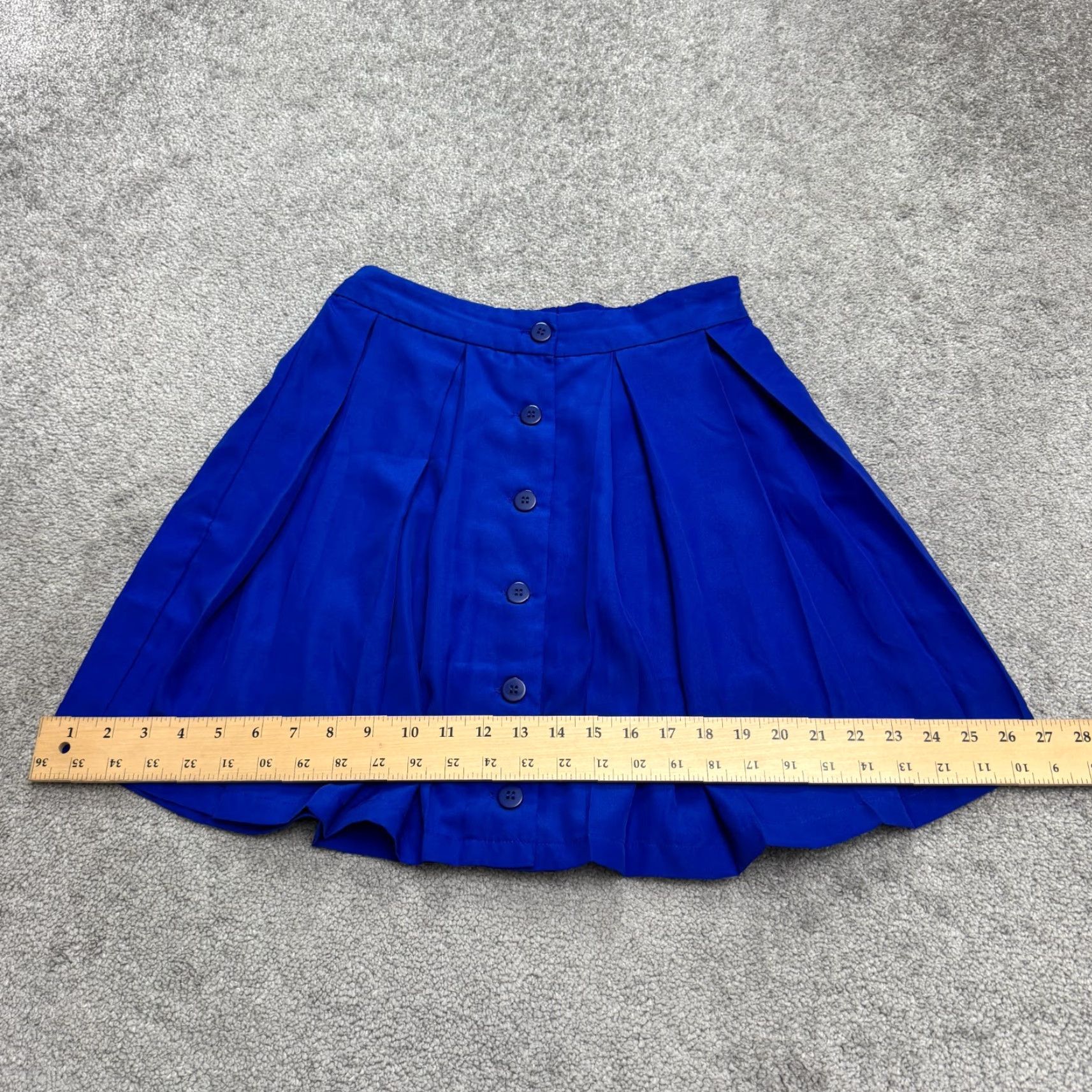 Bar III Bar III Skirt Womens XS Royal Blue Pleated A-Line Mini Button Up Elastic Waist Size 26" / US 2 / IT 38 - 6 Thumbnail