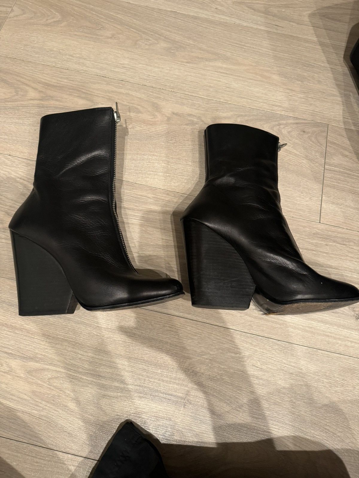 Celine women’s front zip leather boots