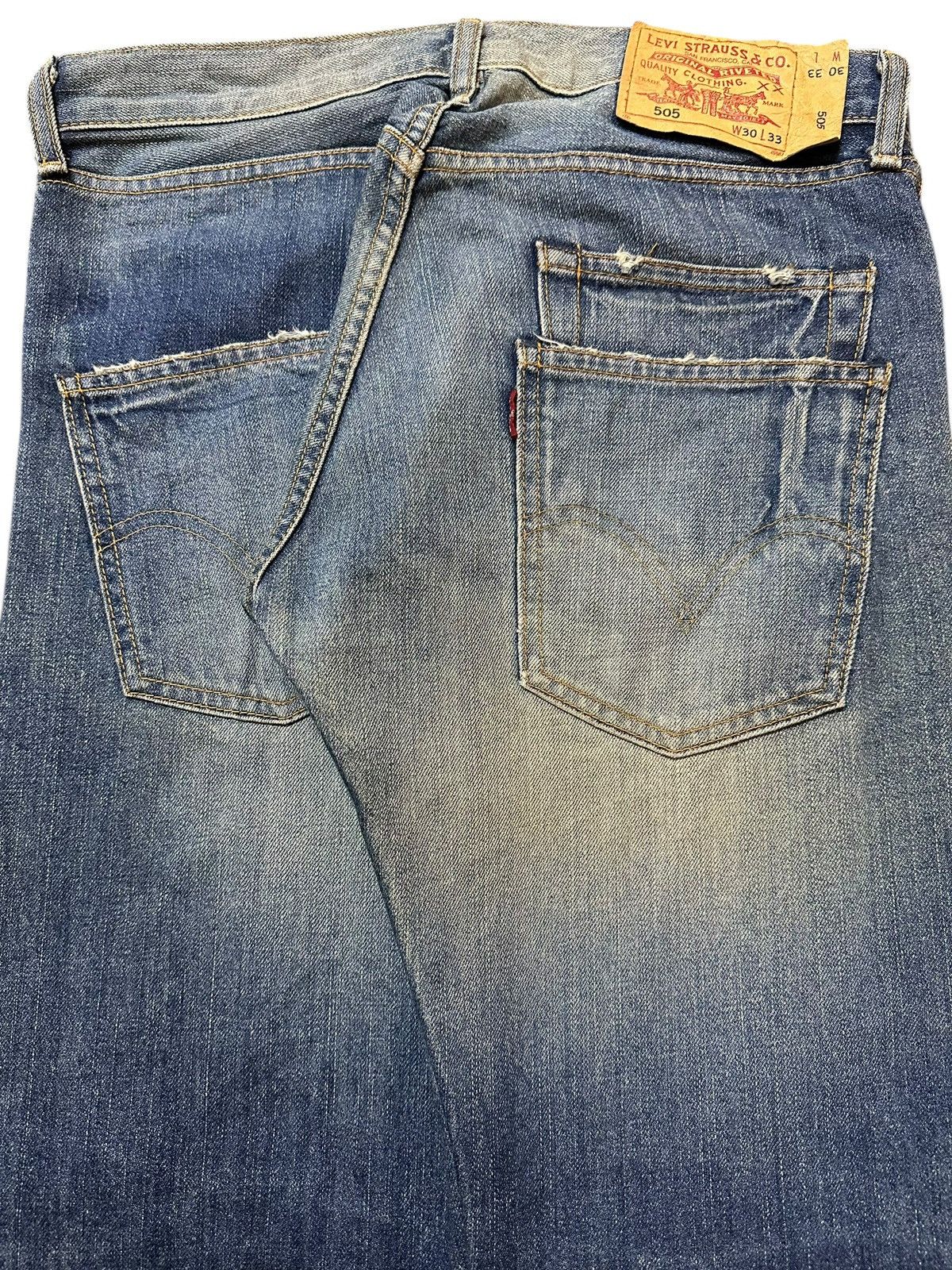 Levi's Vintage Levis 505 Blue Faded Wash Distressed Style Jeans Size US 32 / EU 48 - 6 Thumbnail