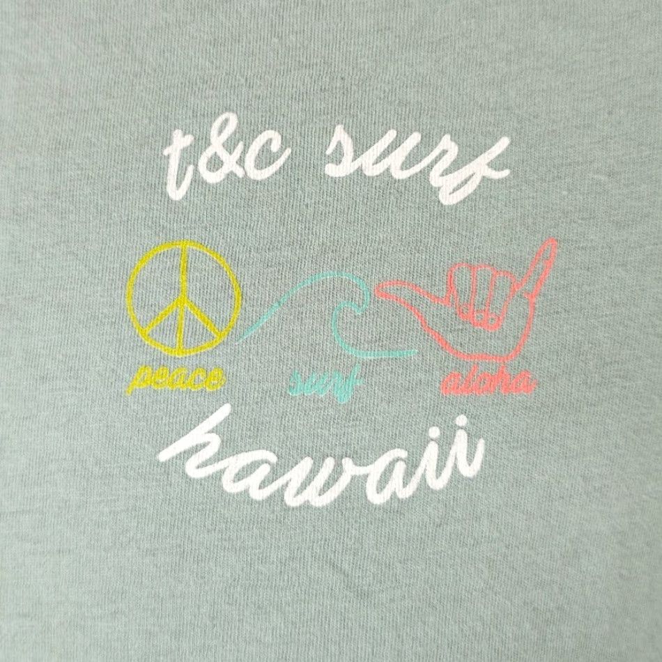 ALOHAS T&C Surf Designs T Shirt Womens Medium Blue Peace Aloha Hawaii Surfer Tee Size M / US 6-8 / IT 42-44 - 3 Thumbnail