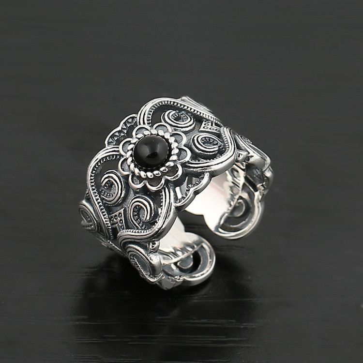 Jewelry Resizable Retro Mongolian Flower Pattern Ring Size ONE SIZE - 2 Thumbnail
