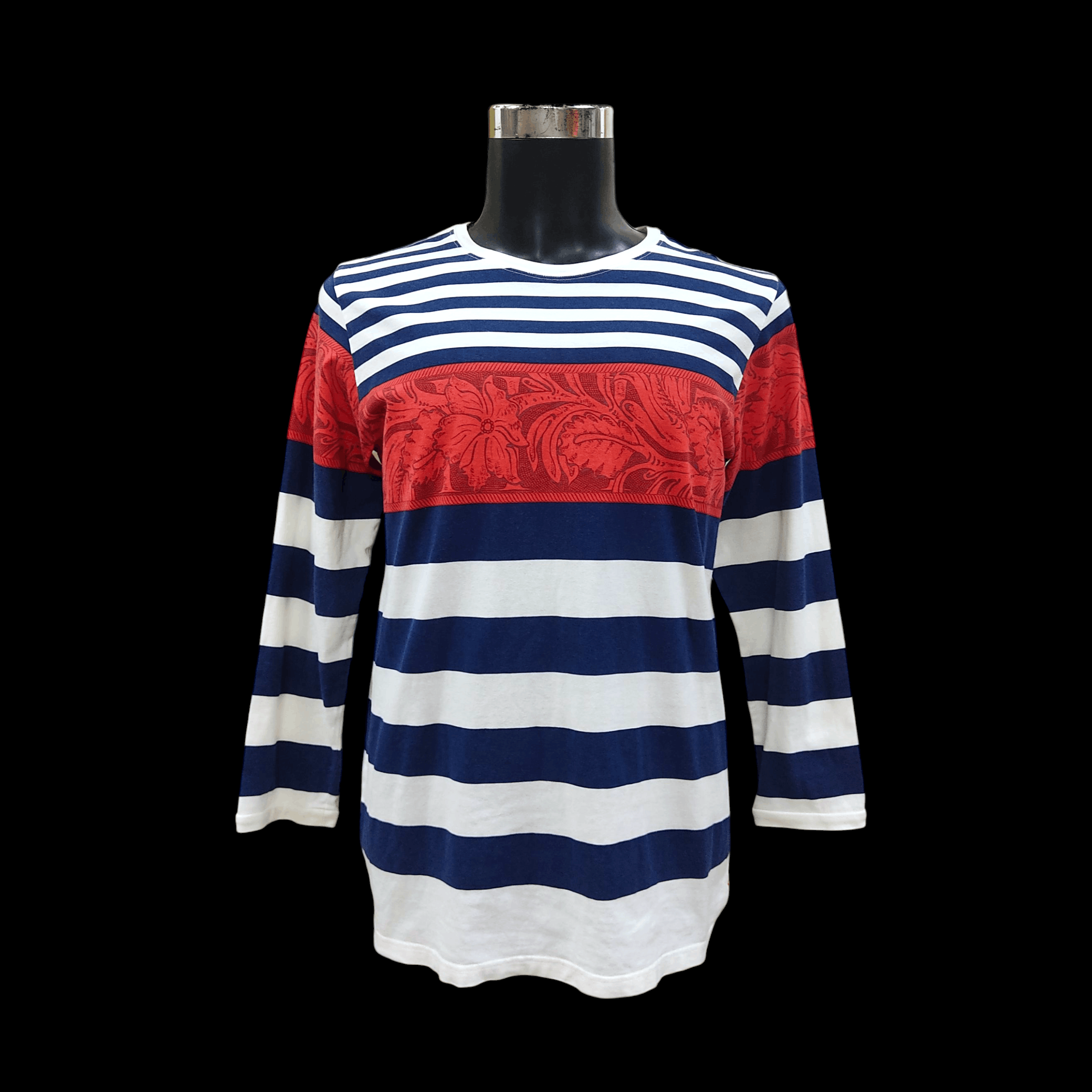 WHIZ LIMITED WHIZ LIMITED Floral Pattern Striped Long Sleeve T-shirt Size US M / EU 48-50 / 2 - 1 Thumbnail