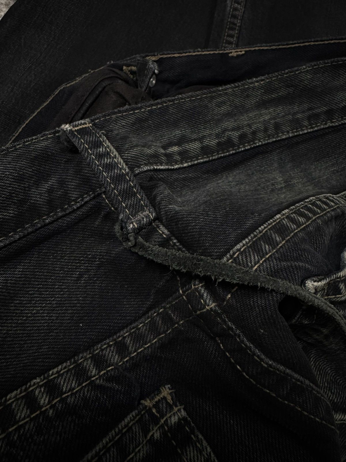 Rick Owens 2000s Rick Owens SLAB Waxed ‘Oil Spill’ Suede Link Denim Size US 31 - 10 Thumbnail
