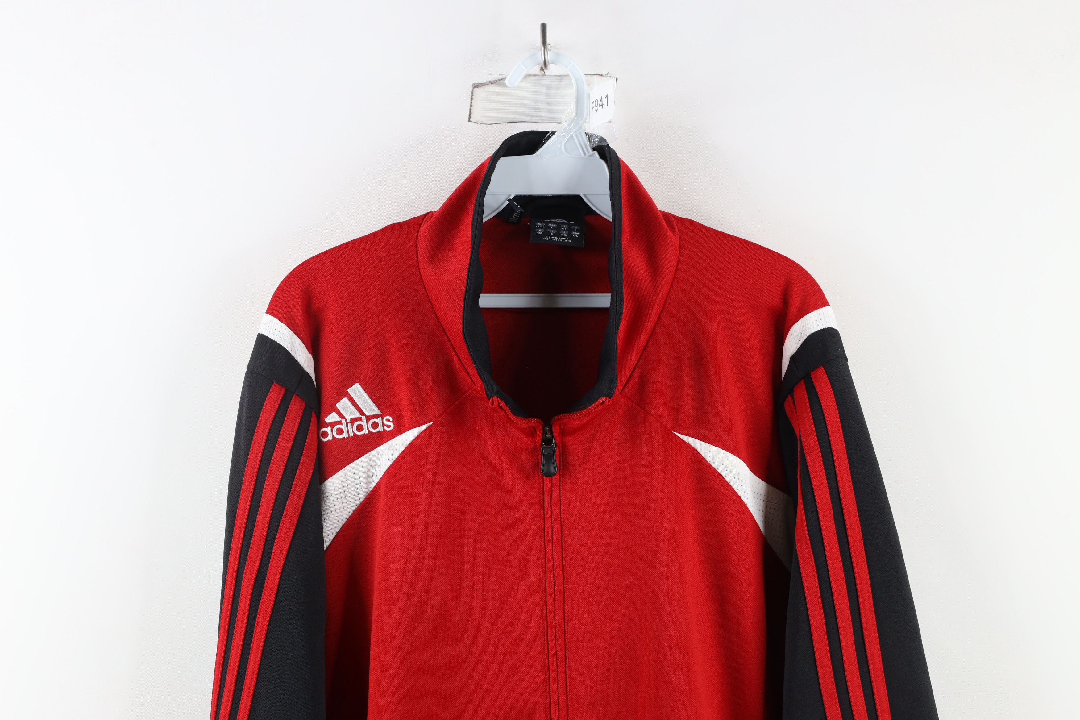 Adidas × Vintage Vintage Adidas Soccer Striped Full Zip Warm Up Jacket Red Size US L / EU 52-54 / 3 - 2 Thumbnail