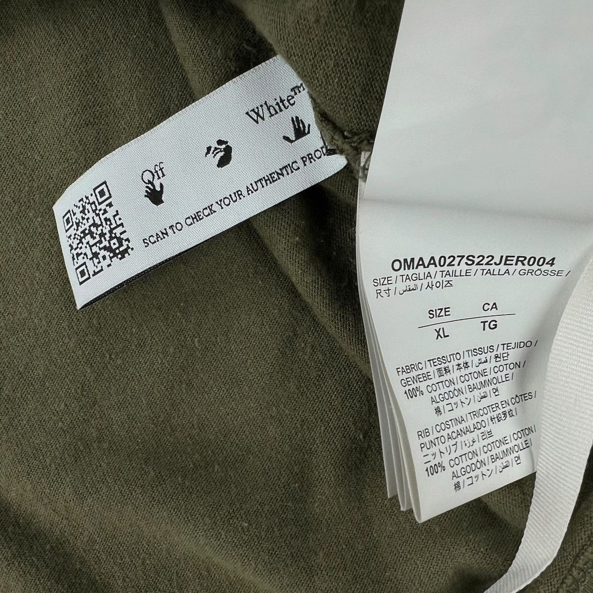 Off-White Off-White Rubber Diagonal Khaki T Shirt Size US XL / EU 56 / 4 - 6 Thumbnail