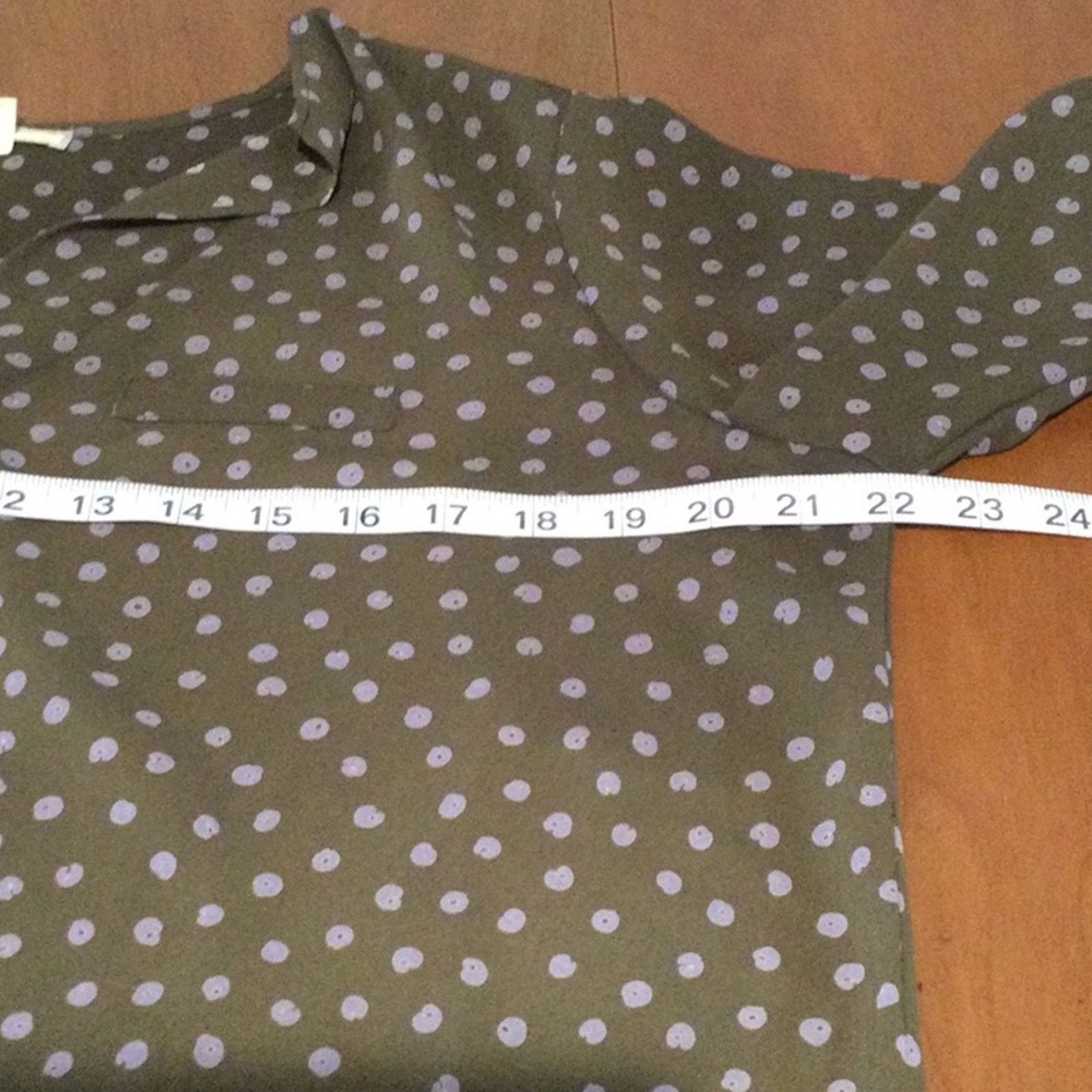 Other Pleione Olive & Lilac Rolltab Sleeve Faux Wrap Blouse Size M Size M / US 6-8 / IT 42-44 - 16 Thumbnail