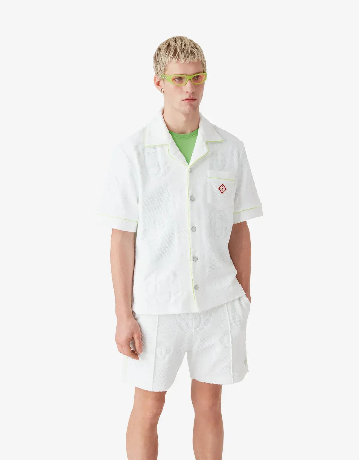 Casablanca Casablanca White Towelling Monogram Short Sleeve Shirt Size US L / EU 52-54 / 3 - 2 Thumbnail