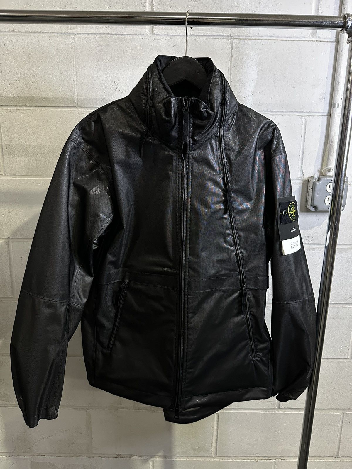 image of Stone Island Men Turtleneck Zipper Jacket in Black (Size Medium)