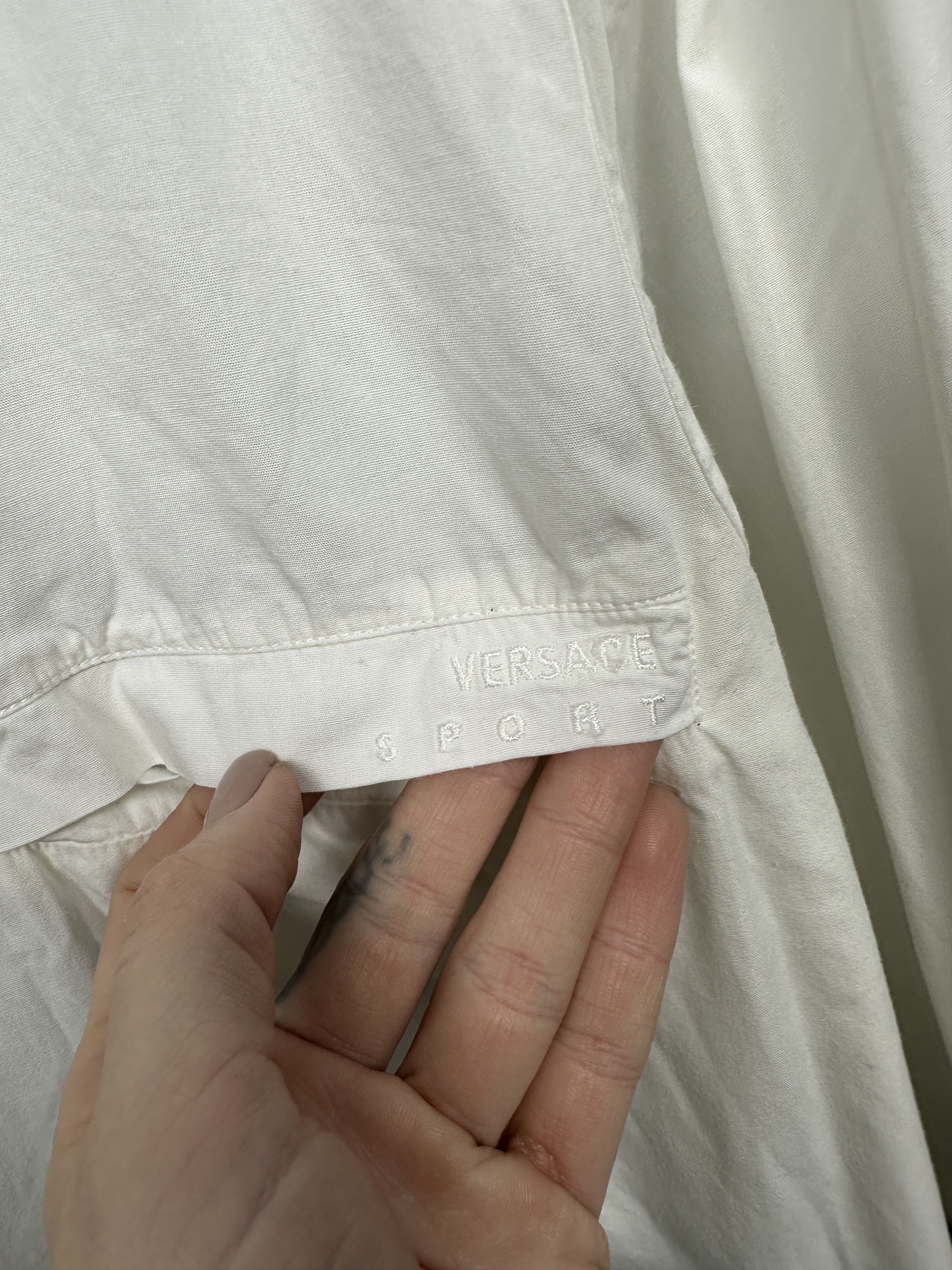 Versace × Vintage Versace Sport Vintage Mens Long Sleeve White Shirt Size US XL / EU 56 / 4 - 3 Thumbnail