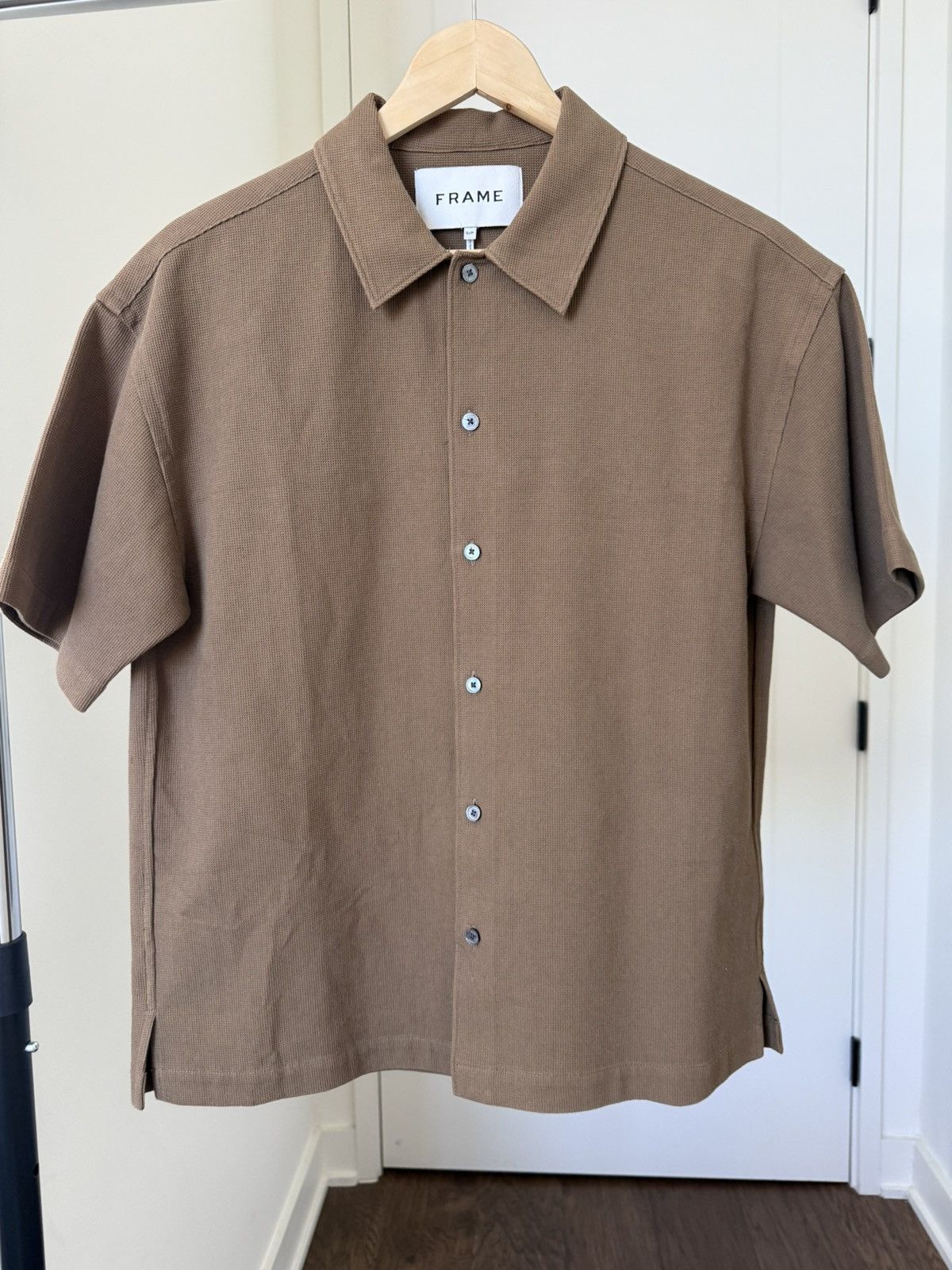 Frame FRAME Waffle Textured Shirt - Dark Brown Size US S / EU 44-46 / 1 - 1 Thumbnail