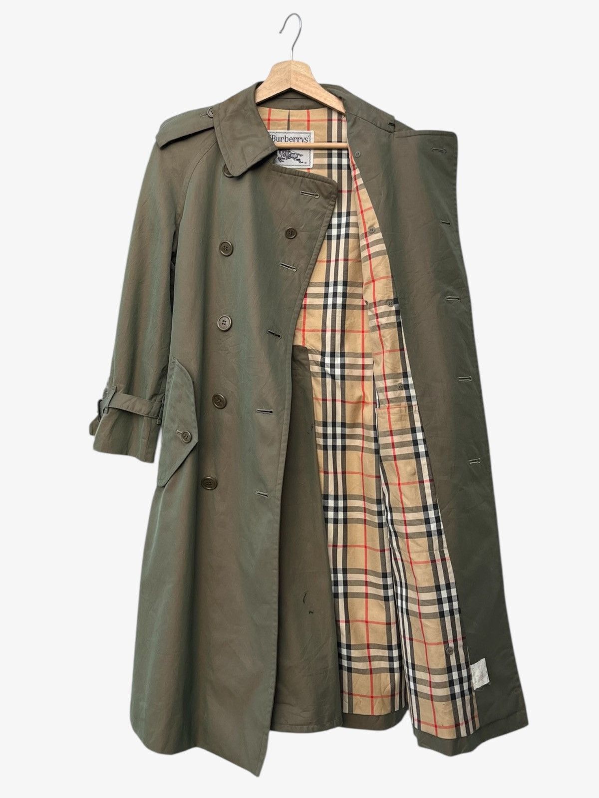 Burberry 80s/90s Burberrys Trench Coat Classic Double Breasted Olive Size S / US 4 / IT 40 - 7 Thumbnail