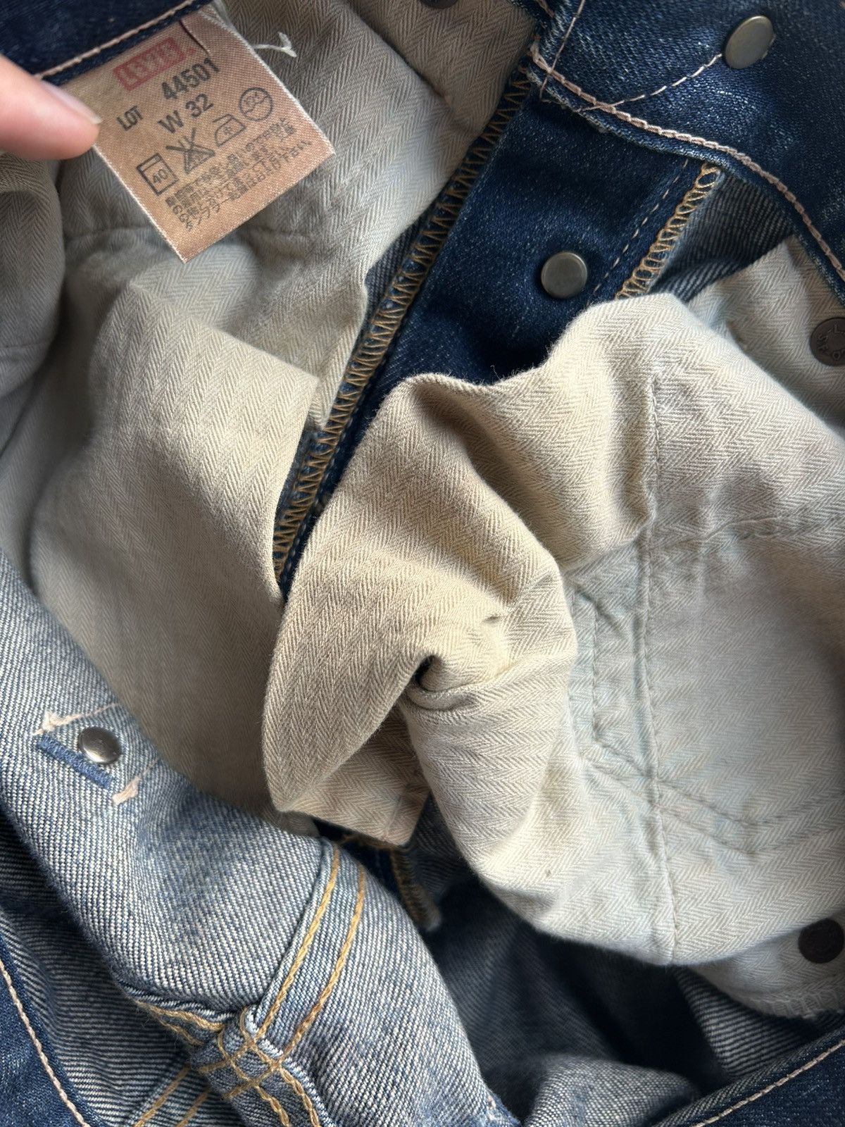 Kapital Thrashed Vintage Levis Big E Selvedge Distressed Denim jeans Size US 32 / EU 48 - 12 Thumbnail