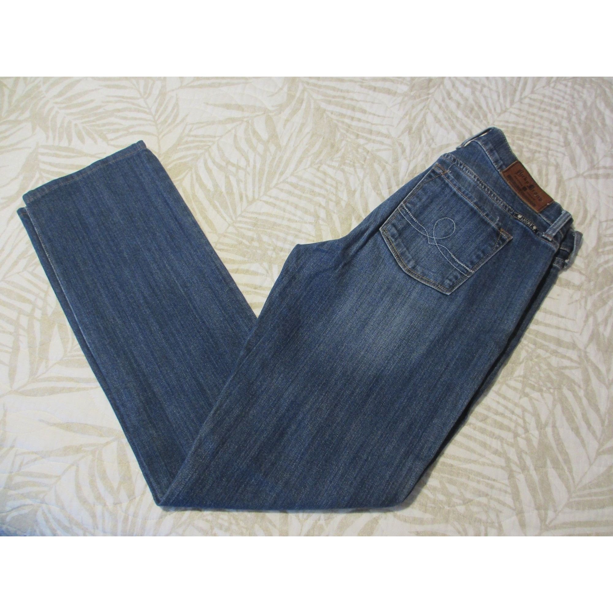 Lucky Brand Lucky Brand Womens Blue Denim Jeans With Leather Patch & Dis Size 32" / US 10 / IT 46 - 2 Thumbnail