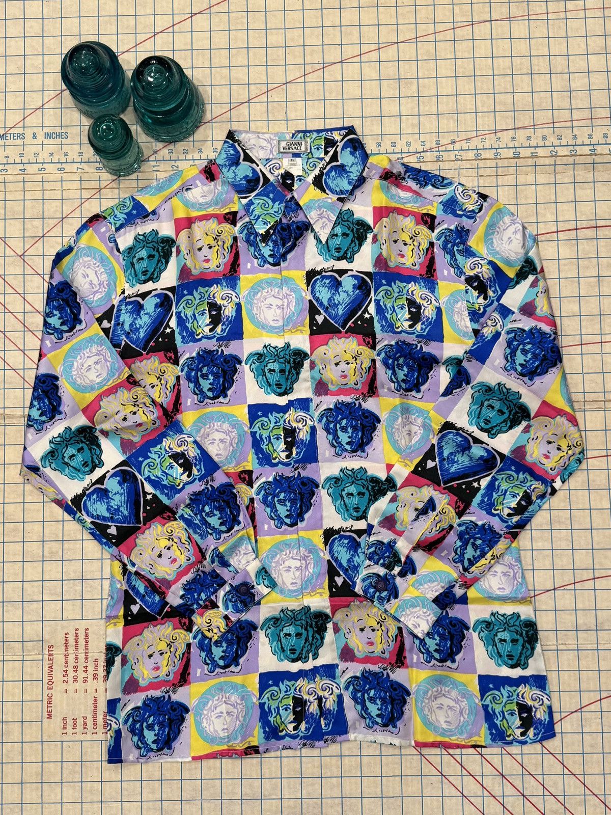 Versace Vintage Gianni Versace Warhol Style Silk Button Up Shirt Med Size US M / EU 48-50 / 2 - 4 Thumbnail