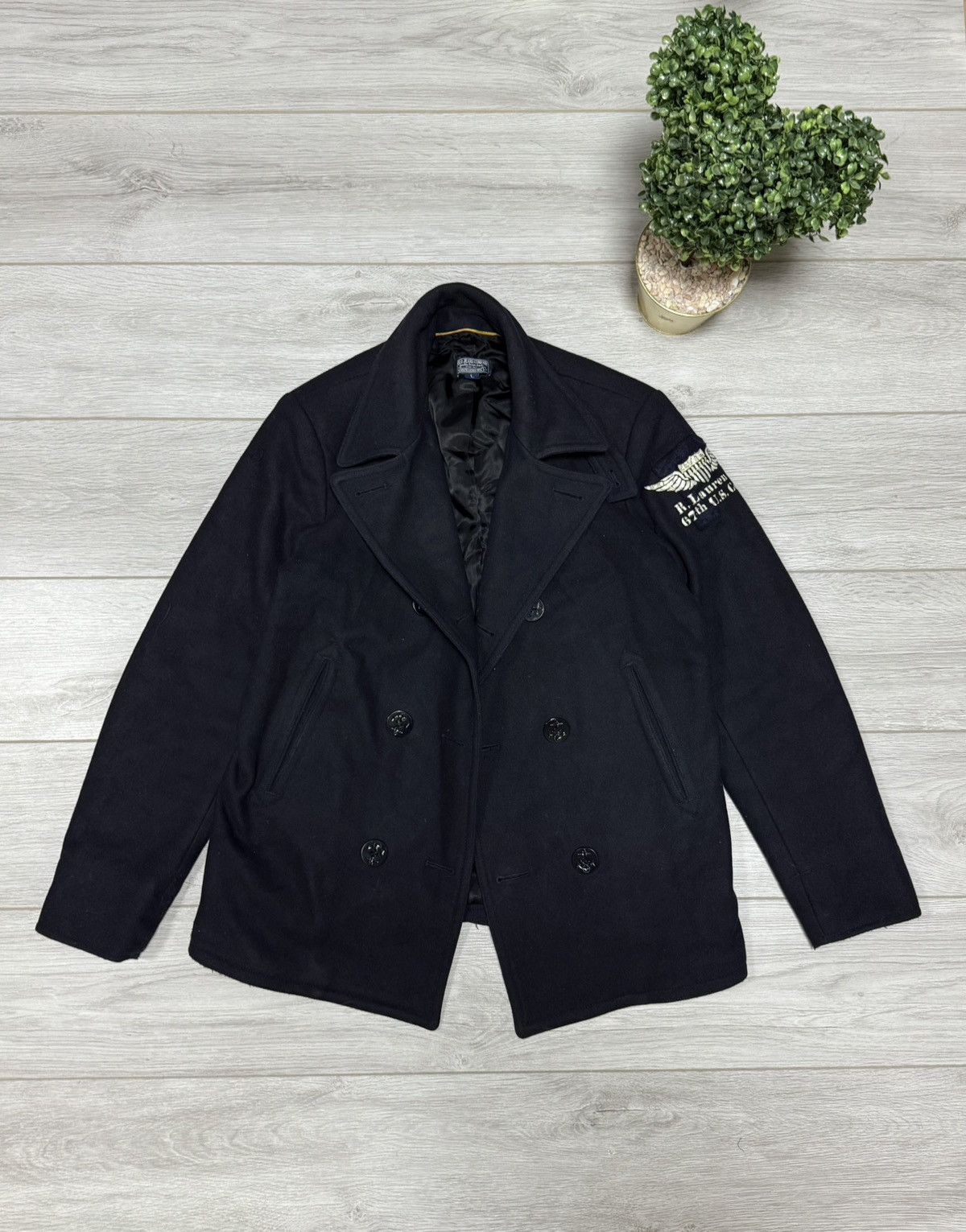 Polo Ralph Lauren POLO wool double breasted pea coat buttons jacket anchor Size US L / EU 52-54 / 3 - 10 Thumbnail