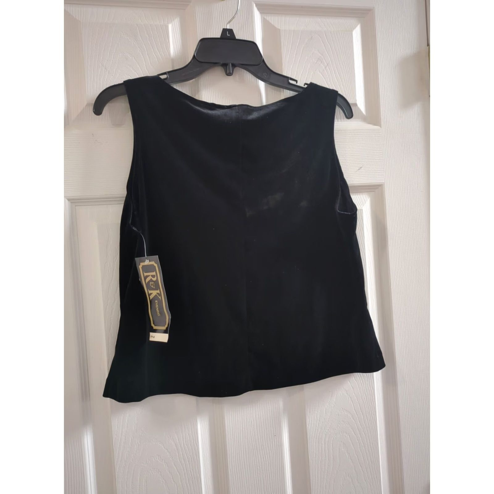 Velvet R&K Evening Top Womens 14 Sleeveless Black Velvet NWT Blouse Size XL / US 12-14 / IT 48-50 - 4 Thumbnail