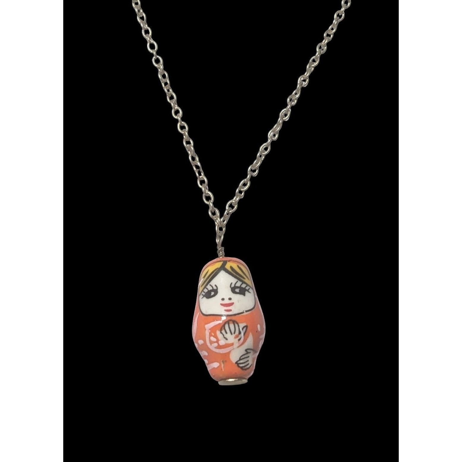 Other Retro Orange Russian Nesting Doll Necklace Size ONE SIZE - 6 Thumbnail