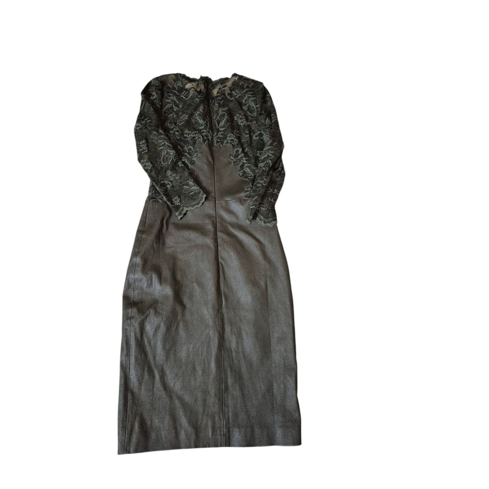 Other Olvi's Leather and Lace Pencil Sheath Dress Dark Green Sz 1 Size XS / US 0-2 / IT 36-38 - 2 Thumbnail