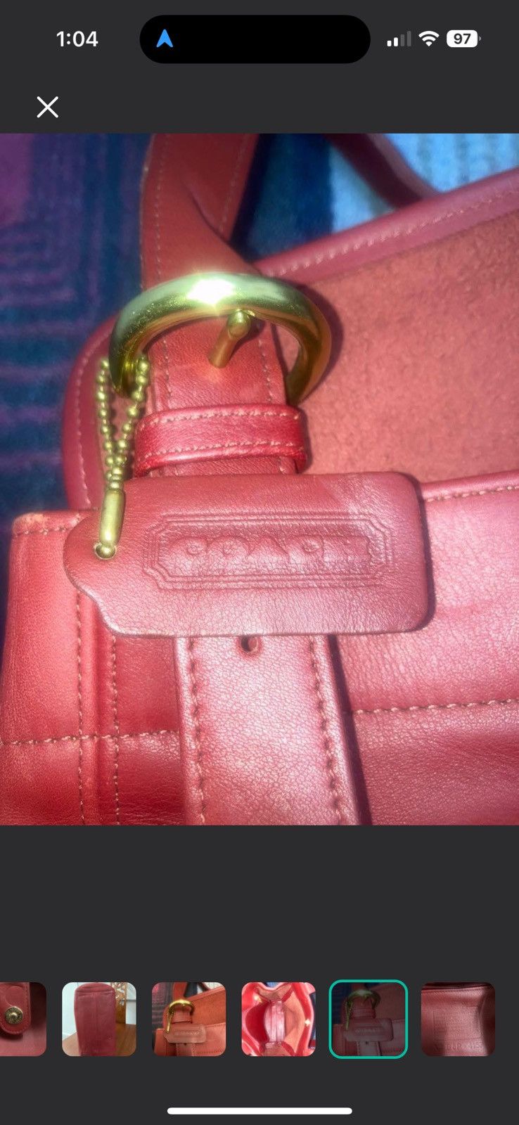 Coach Vintage Coach Waverly Purse Red Leather Size ONE SIZE - 10 Thumbnail