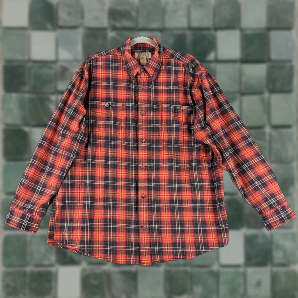 Vintage Duluth Trading Co. Button-Down Shirt Mens Large Red Plaid Flannel Long Sleeve Size US L / EU 52-54 / 3 - 1 Thumbnail