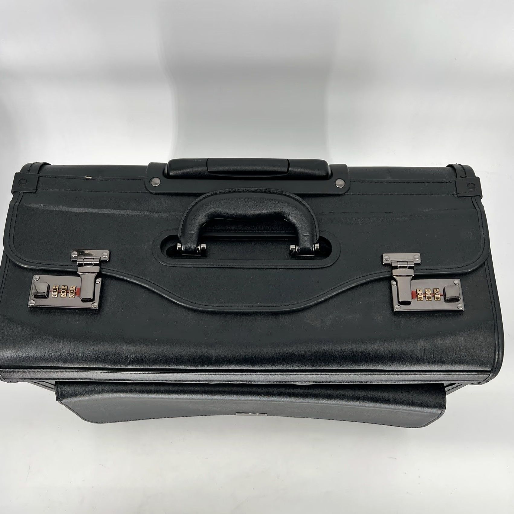 Vintage Alpine Swiss Briefcase 19 in Wheeled Laptop Roller Case Men Leather Black 19 in Solid Leatherette Snap Lightweight Model Roller Laptop Briefcase Mens Size ONE SIZE - 2 Thumbnail