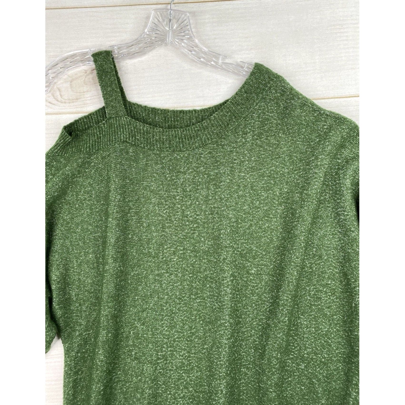 Vintage Maurices Sweater Womens 2XL Green Dolman 3/4 Sleeve Pullover Knit Stretchy Casual Classic Round Neck Shirt Men? Size XXL / US 16-18 / IT 52-54 - 2 Thumbnail