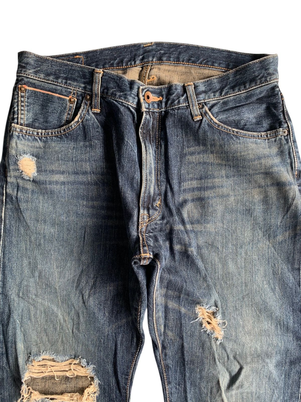 Edwin VINTAGE EDWIN 505 SELVEDGE RUSTY SHORT DISTRESSED DENIM Size US 33 - 6 Thumbnail