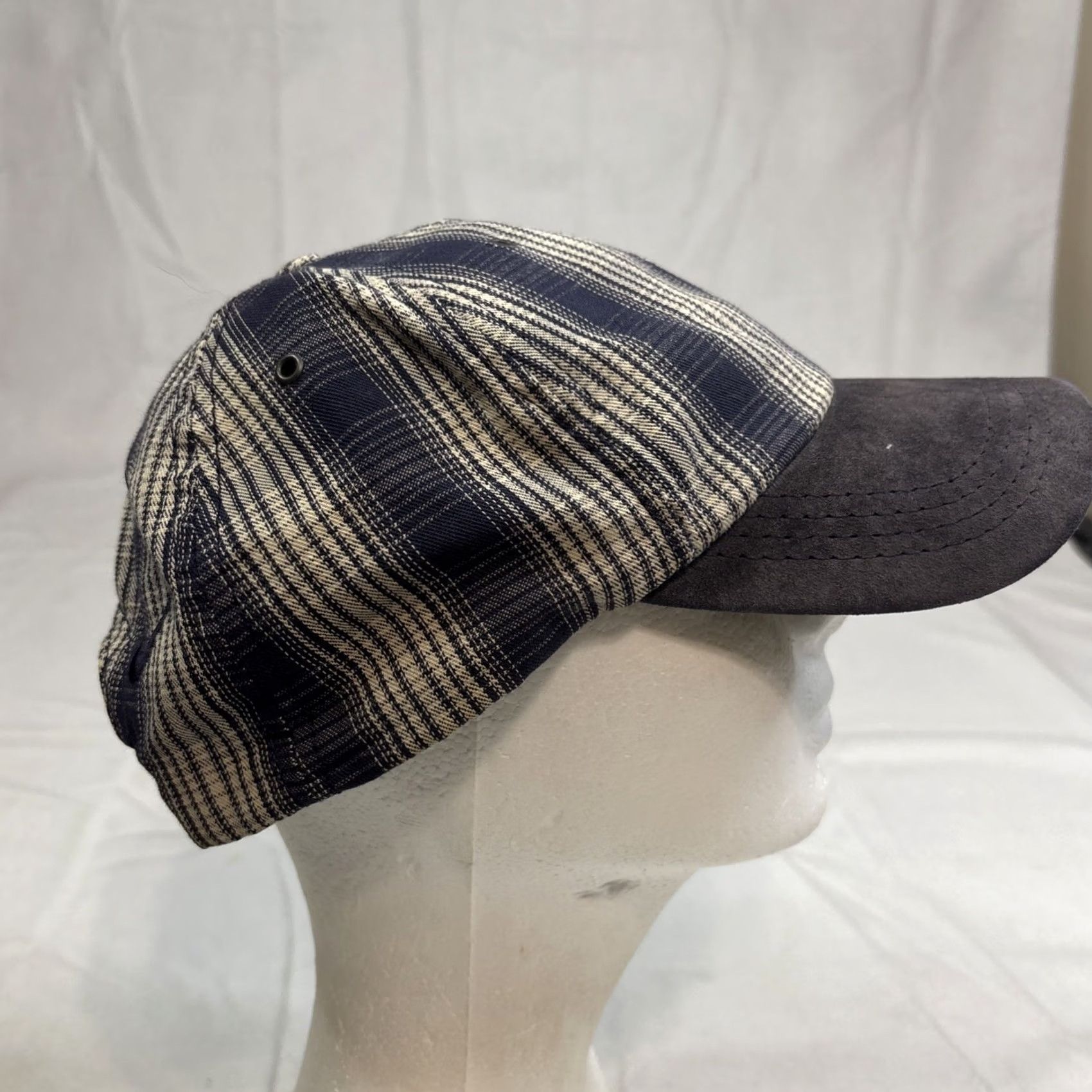 Nike Nike Strapback Baseball Cap Blue Plaid Off Center Made In USA Suede Brim - Vintage Size ONE SIZE - 4 Thumbnail