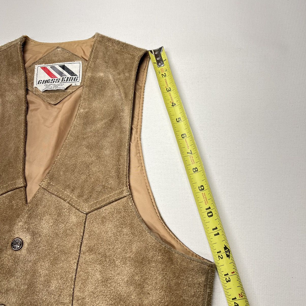 Vintage VTG Chess King Beige Suede Leather Vest Western Retro Tan Size US L / EU 52-54 / 3 - 15 Thumbnail