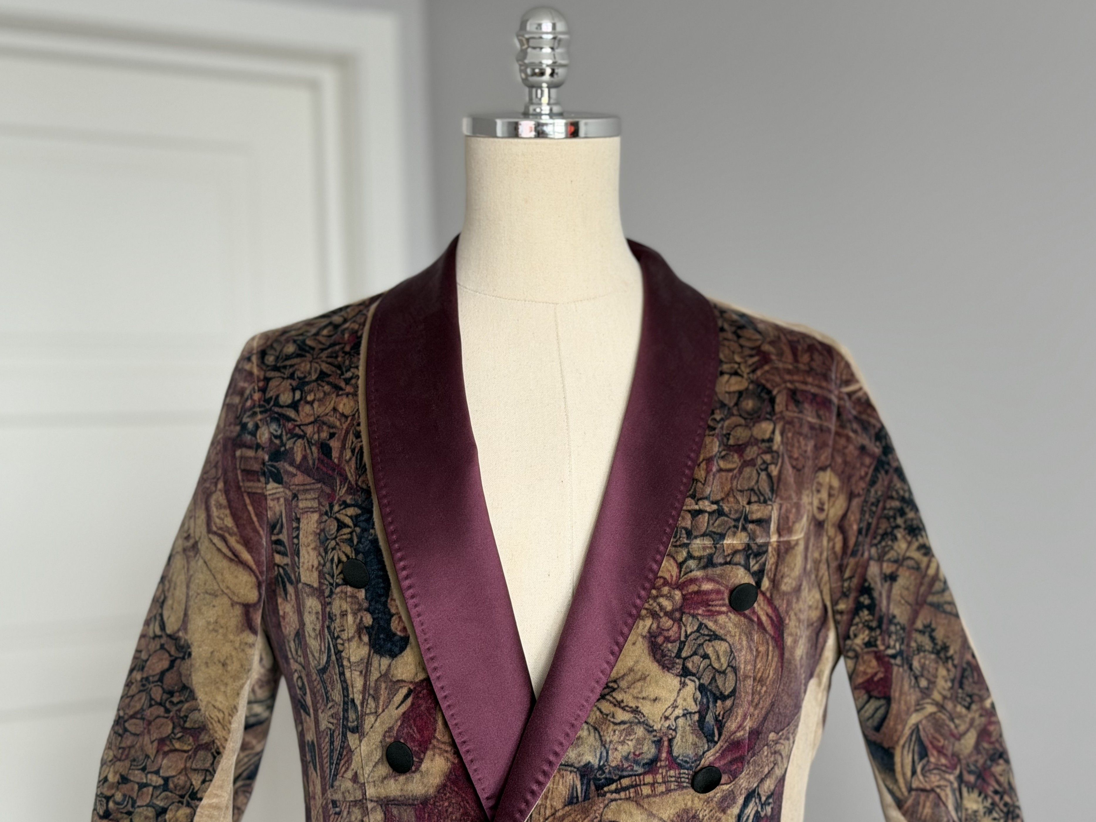 Dolce & Gabbana DOLCE & GABBANA Velvet Blazer Jacket Fresco Renaissance Size 48R - 3 Thumbnail