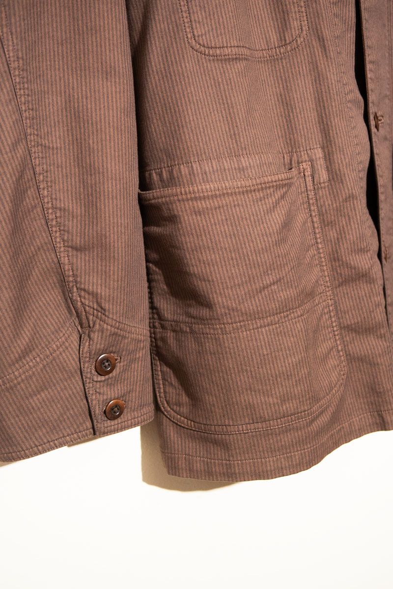 Ts(S) TSS Brown Stripe Cotton Blend Oversized French Chore Jacket Size US M / EU 48-50 / 2 - 10 Thumbnail