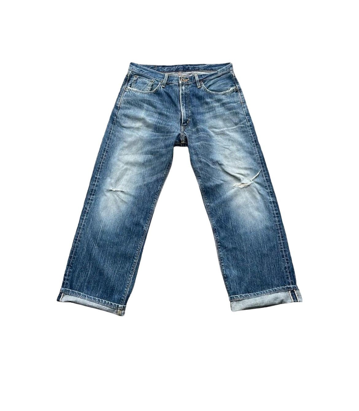Edwin Vintage Edwin 505Z Selvedge Aging Distressed Denim Size US 35 - 1 Thumbnail