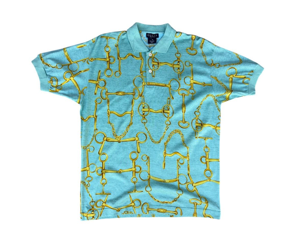 Gucci 00s GUCCI Tom Ford Made in Italy Gold Chain Link Polo Shirt Size US M / EU 48-50 / 2 - 3 Thumbnail