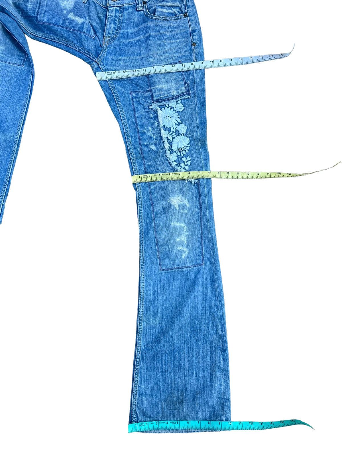 Jimmy Taverniti Vintage 00s Taverniti Embroidery Denim Peggy Flare Jeans Size US 29 - 4 Thumbnail