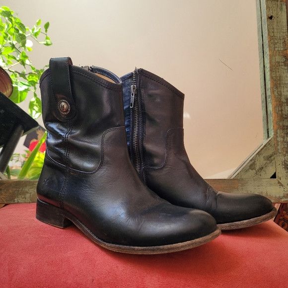 Frye Frye Melissa Black Leather Ankle Short Boots - Size 6.5us Size US 6.5 / IT 36.5 - 9 Thumbnail