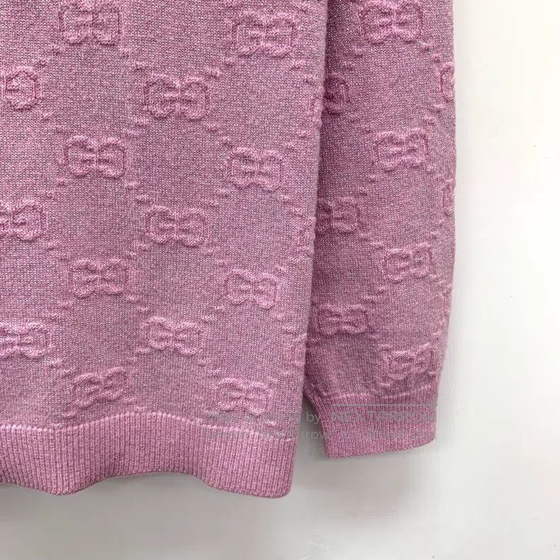 Gucci Gucci Pink logo jacquad full printed wool lapel single-bre Size S / US 4 / IT 40 - 4 Thumbnail