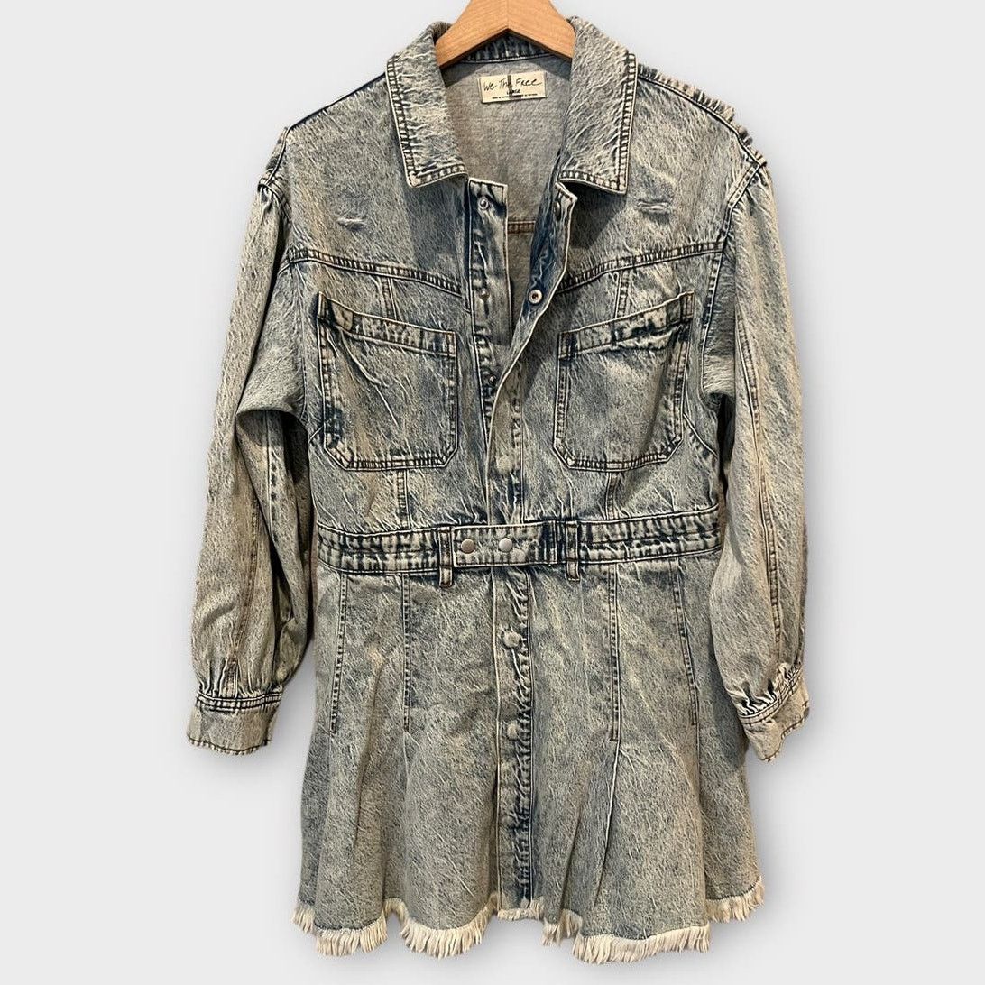 Free People FREE PEOPLE Chain Of Command Denim Minidress Size Large Size L / US 10 / IT 46 - 6 Thumbnail