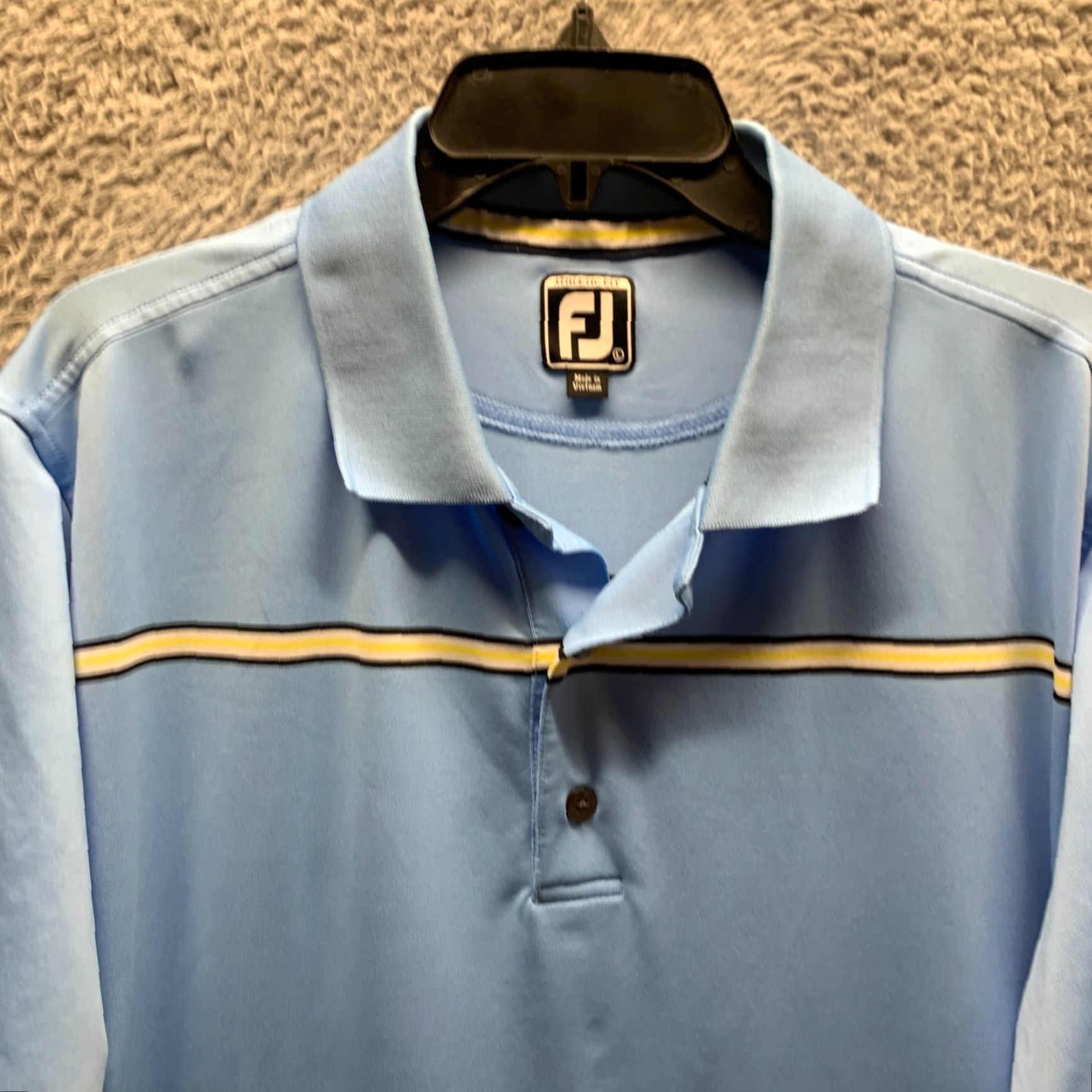 Footjoy FootJoy Polo Shirt Adult L Blue Stripe Pastel Golf Mens Polo Stretch Short Sleeve Casual 90s FootJoy Size US L / EU 52-54 / 3 - 4 Thumbnail