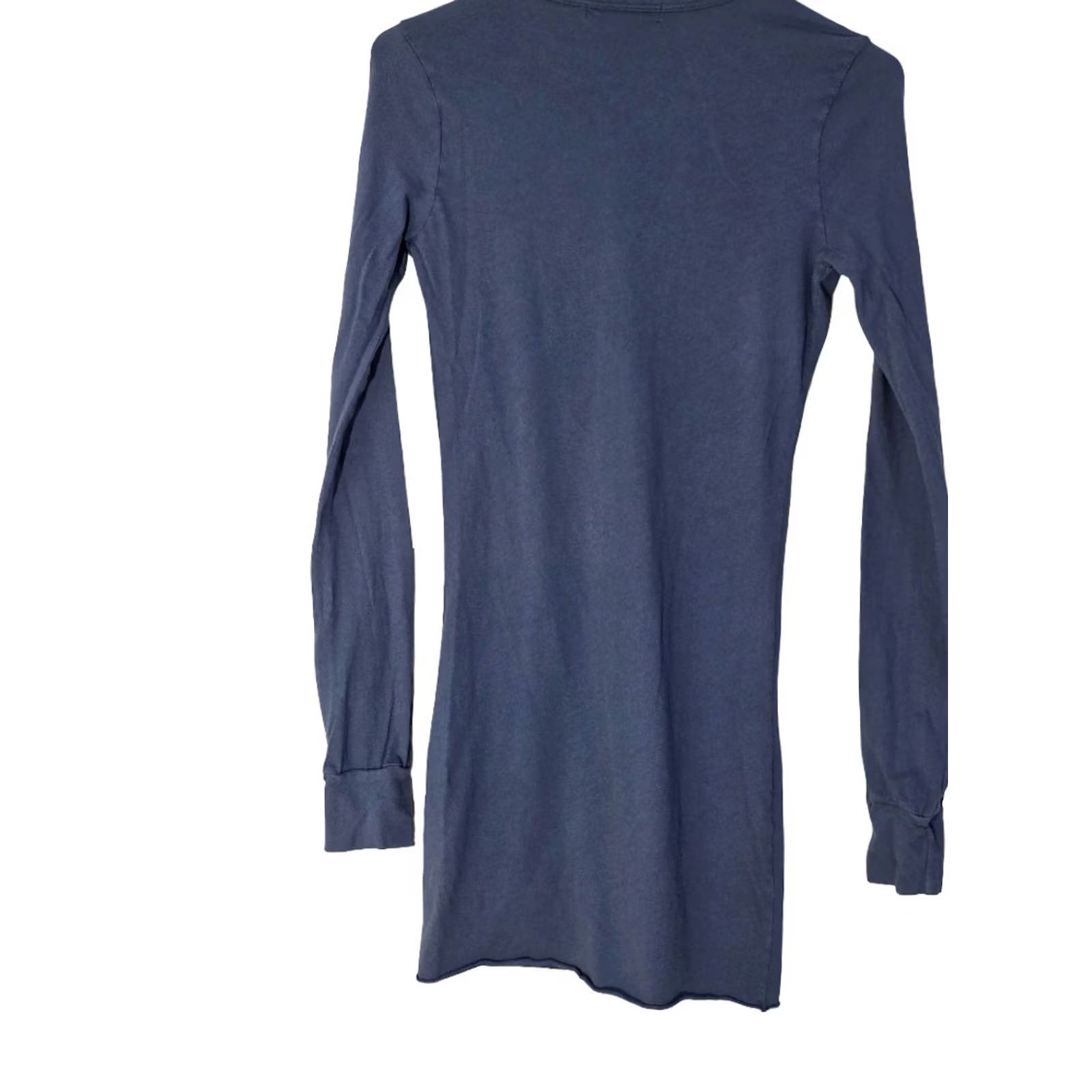Velvet Velvet by Graham & Spencer Shirt Women S Henley Dress Blue 100% Cotton Long Sleeve Mini Size S / US 4 / IT 40 - 4 Thumbnail