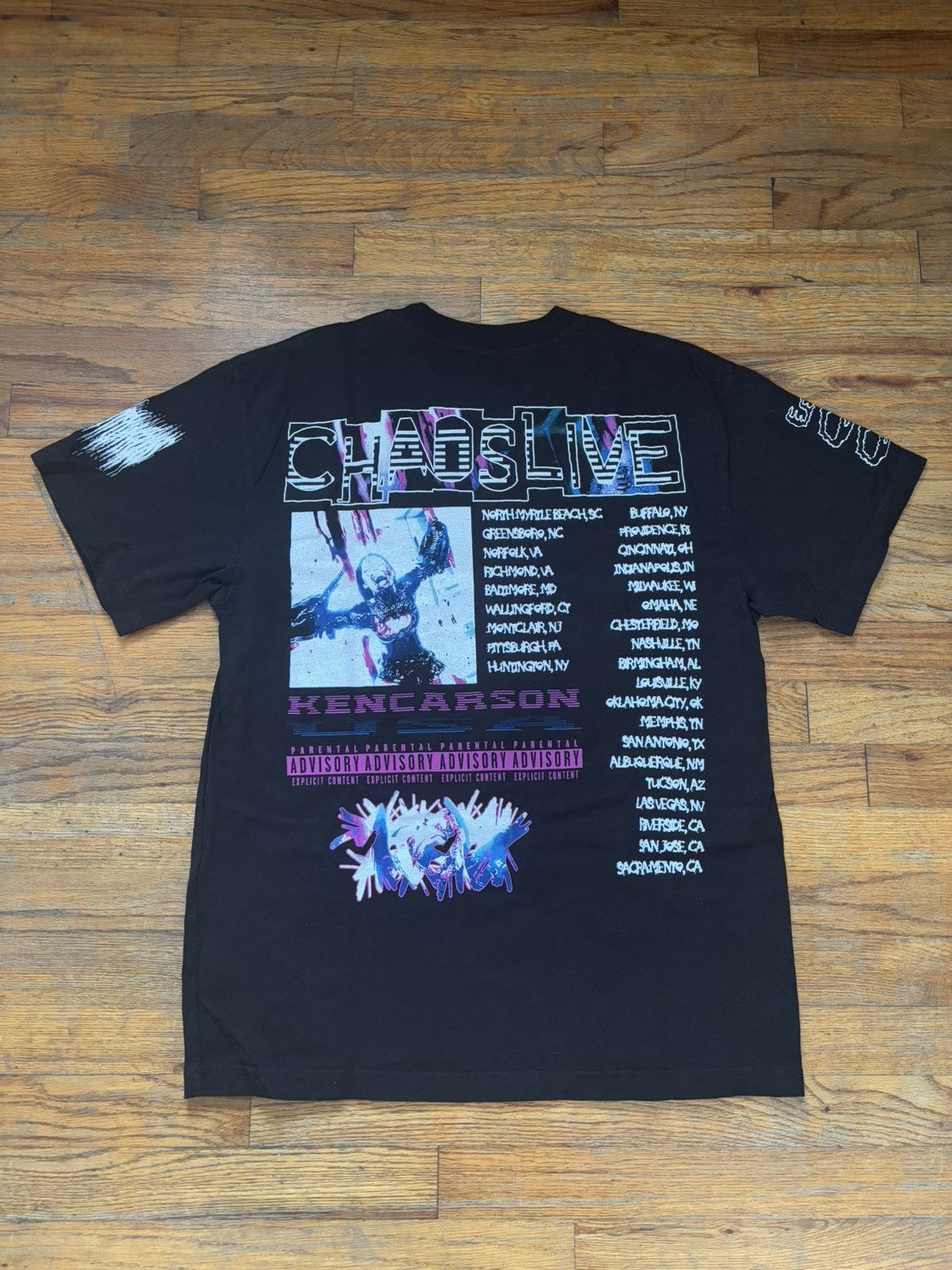 Destroy Lonely × Ken Carson × Playboi Carti Ken Carson A Great Chaos Live Tour Tee Leg2 OKC Black Medium Size US M / EU 48-50 / 2 - 2 Thumbnail