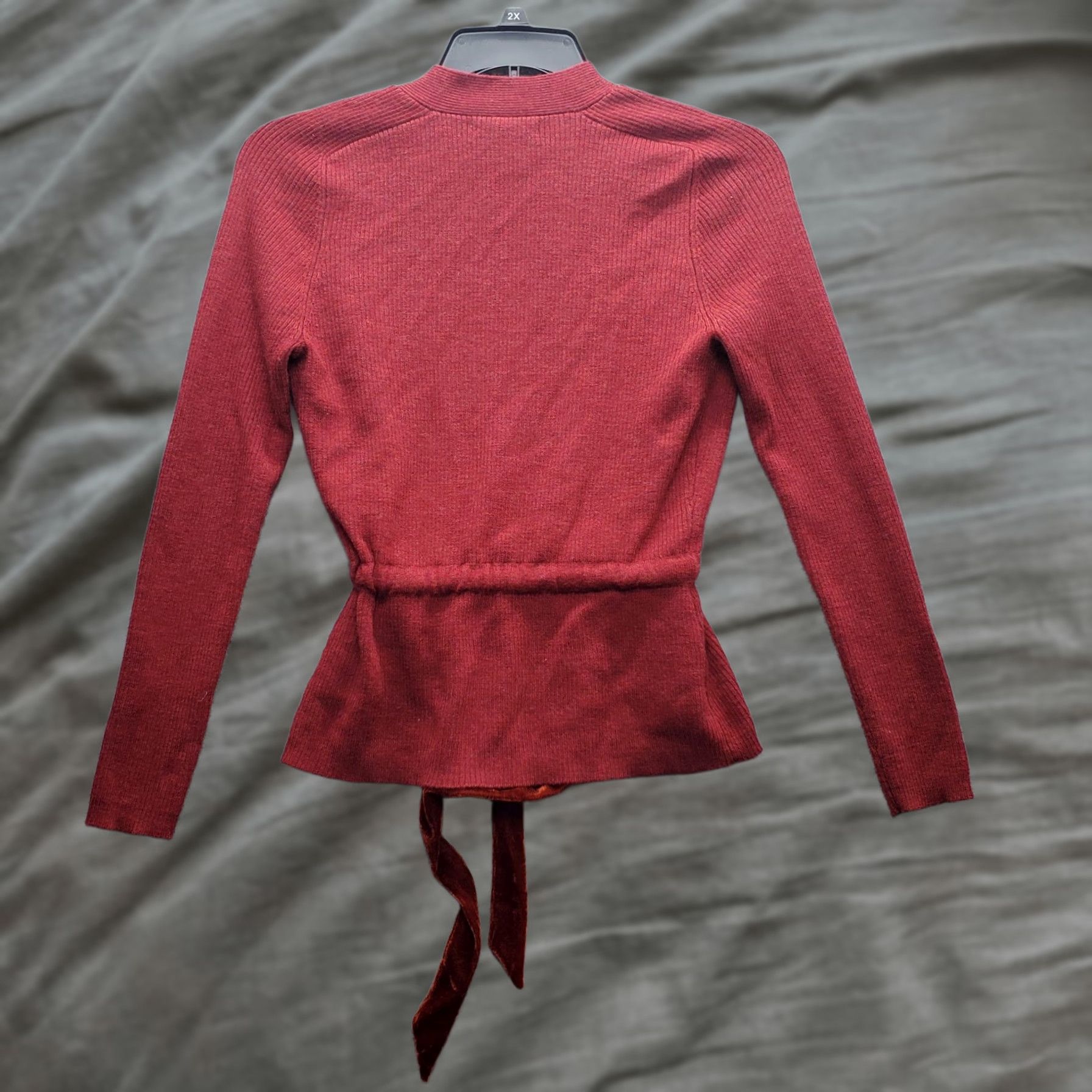 Vintage Sarah Spencer Cardigan Womens M Tight-Knit Merino Wool Dark Red V-Neck Casual Knit Size M / US 6-8 / IT 42-44 - 1 Thumbnail